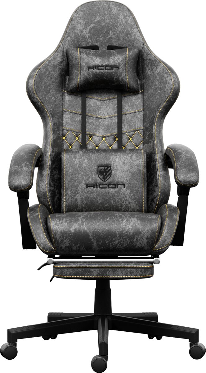 Gaming stoel - Gamestoel - Gaming Chair - Game stoel - Ergonomische - HICON® - Vittoria - Grijs