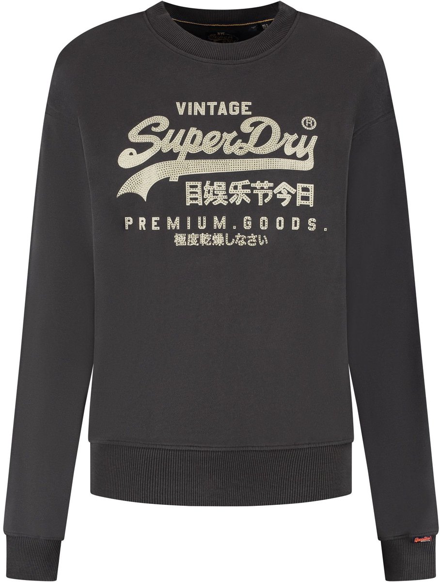 Superdry Embellished Vl Loose Crew Sweater Dames Zwart