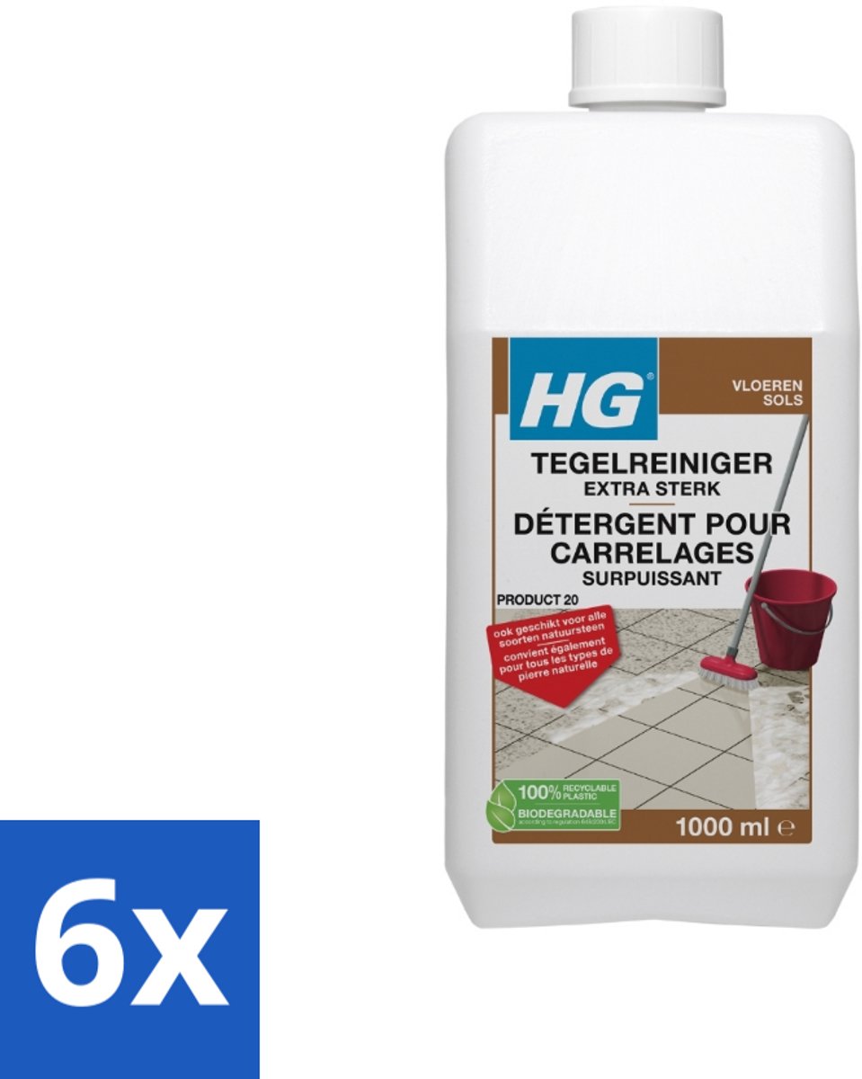 6 x HG Tegelreiniger Extra Sterk 1 liter - Tegelreiniger - Natuursteen Reiniger - Vloerreiniger - Hardnekkige Vervuiling - Kalkverwijderaar