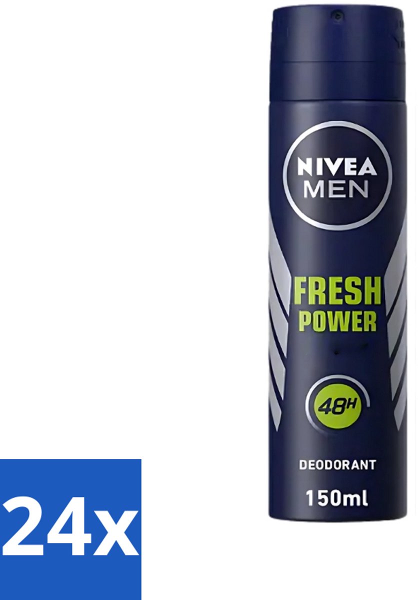 24 x Nivea - Men - Deodorant - Spray - Fresh Power - 48 Uur Lang Werkend - 150 ml - NIVEA MEN - Deodorant Spray - Anti-transpirant - 48 Uur Bescherming - Frisheid