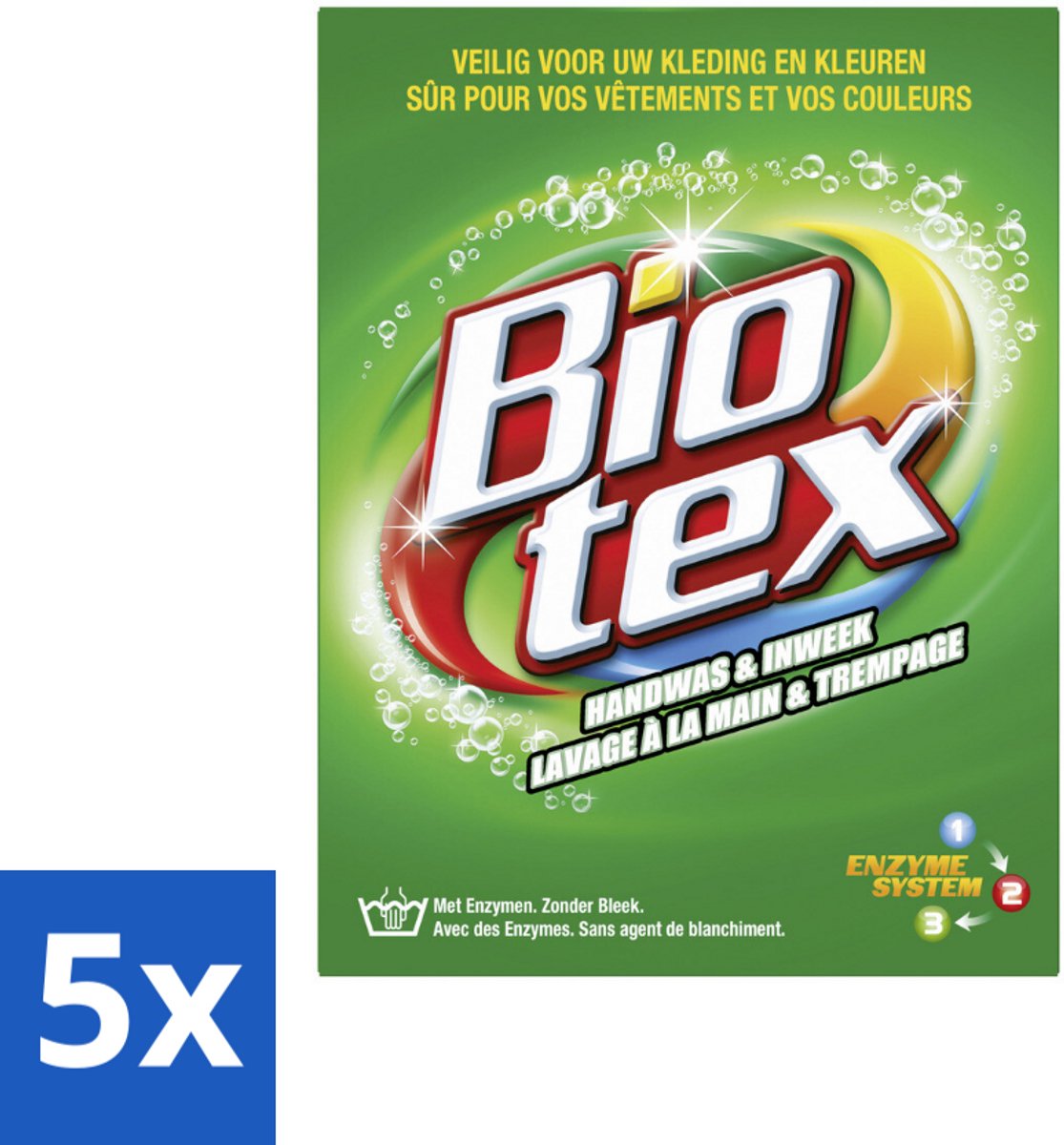 5 x Biotex Handwas & Inweek Poeder 720 gr - Handwas - Inweek Waspoeder - Biologisch Wasmiddel - Enzymen - Veilig Voor Stof