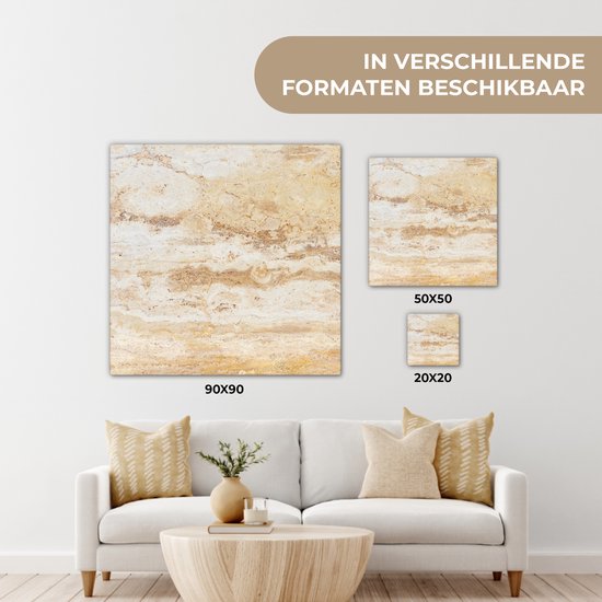 Toile Peinture Marbre - Sable - Texture - 20x20 cm - Décoration murale