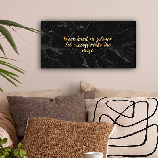Citations Peinture sur Toile - Motivation - Or - Marbre - 40x20 cm - Décoration murale