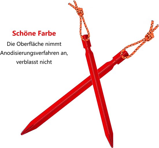 10 Stuks Aluminium Tentharingen – 18 Cm, Met Reflecterend Koord En Opbergtas, Voor Camping, Strand En Wandelen