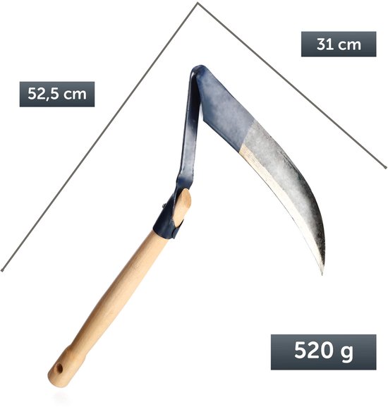 KADAX Sense met houten handvat van 31 cm, kleine bossens van metaal, handige wildgroeitent, zeis voor het maaien van gras, granen, onkruid, handzeis, bosmaaier, bosmaaier van Merkloos	 — afbeelding 5