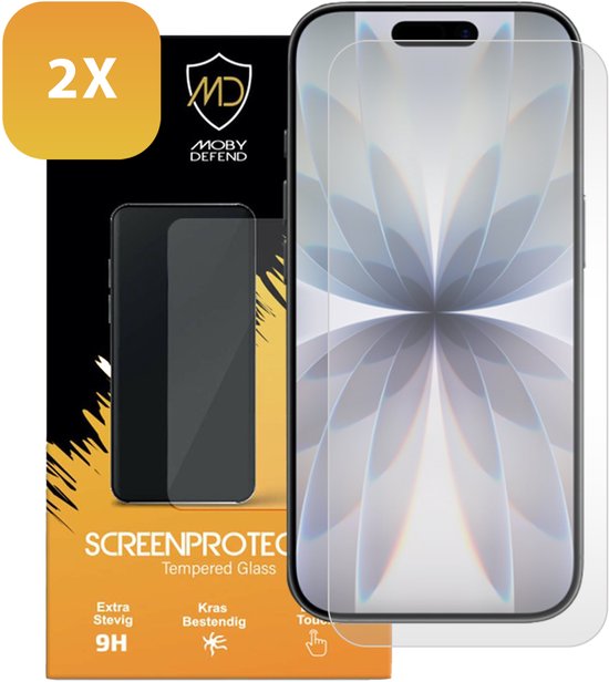 Lot de 2 Protecteurs d'écran iPhone 17 - Économiseurs d'écran compatibles avec les coques MobyDefend - Glas trempé - Plaques de verre. Convient pour : iPhone 17