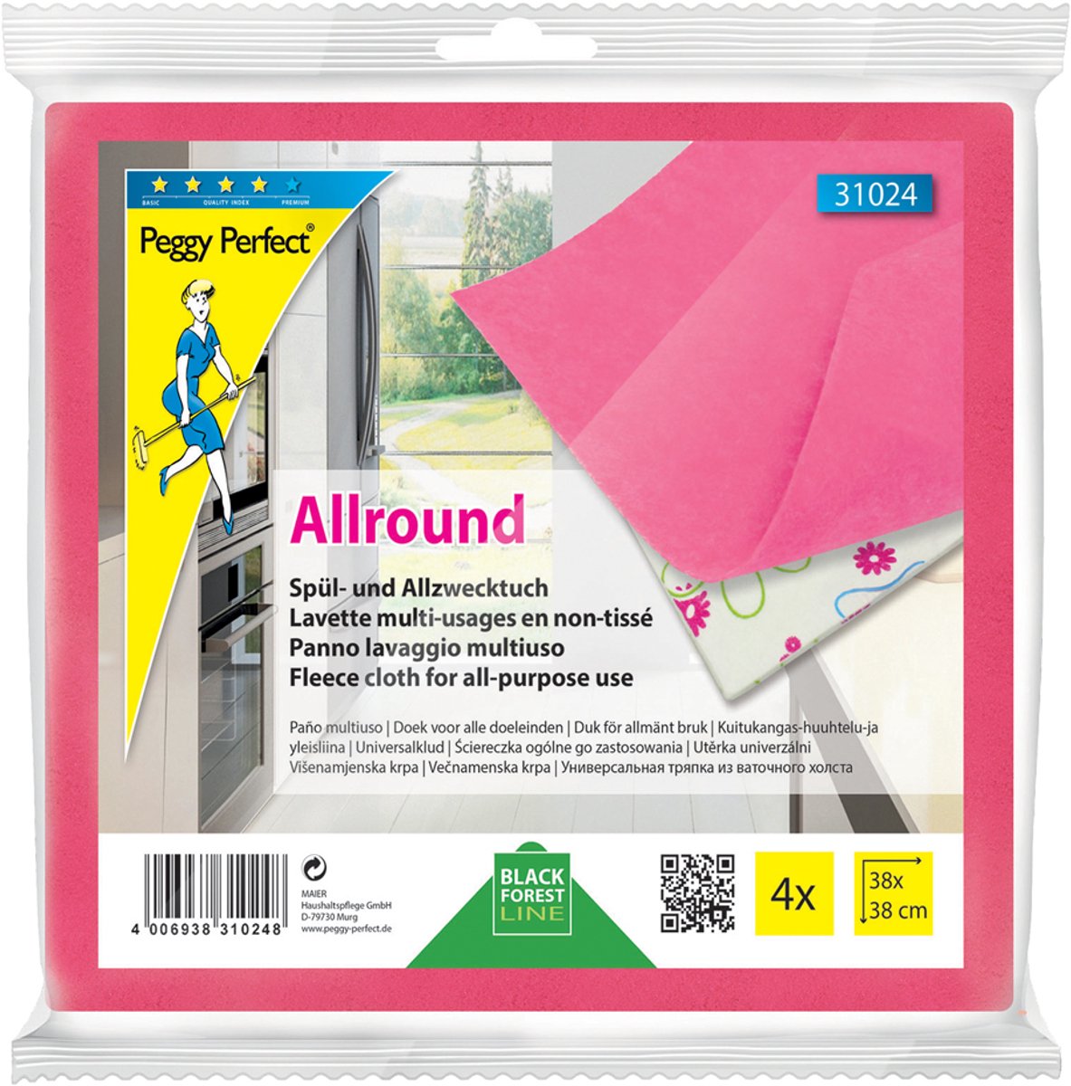 Peggy Perfect vaatdoek en multifunctionele doek 'Allround', 4 stuks