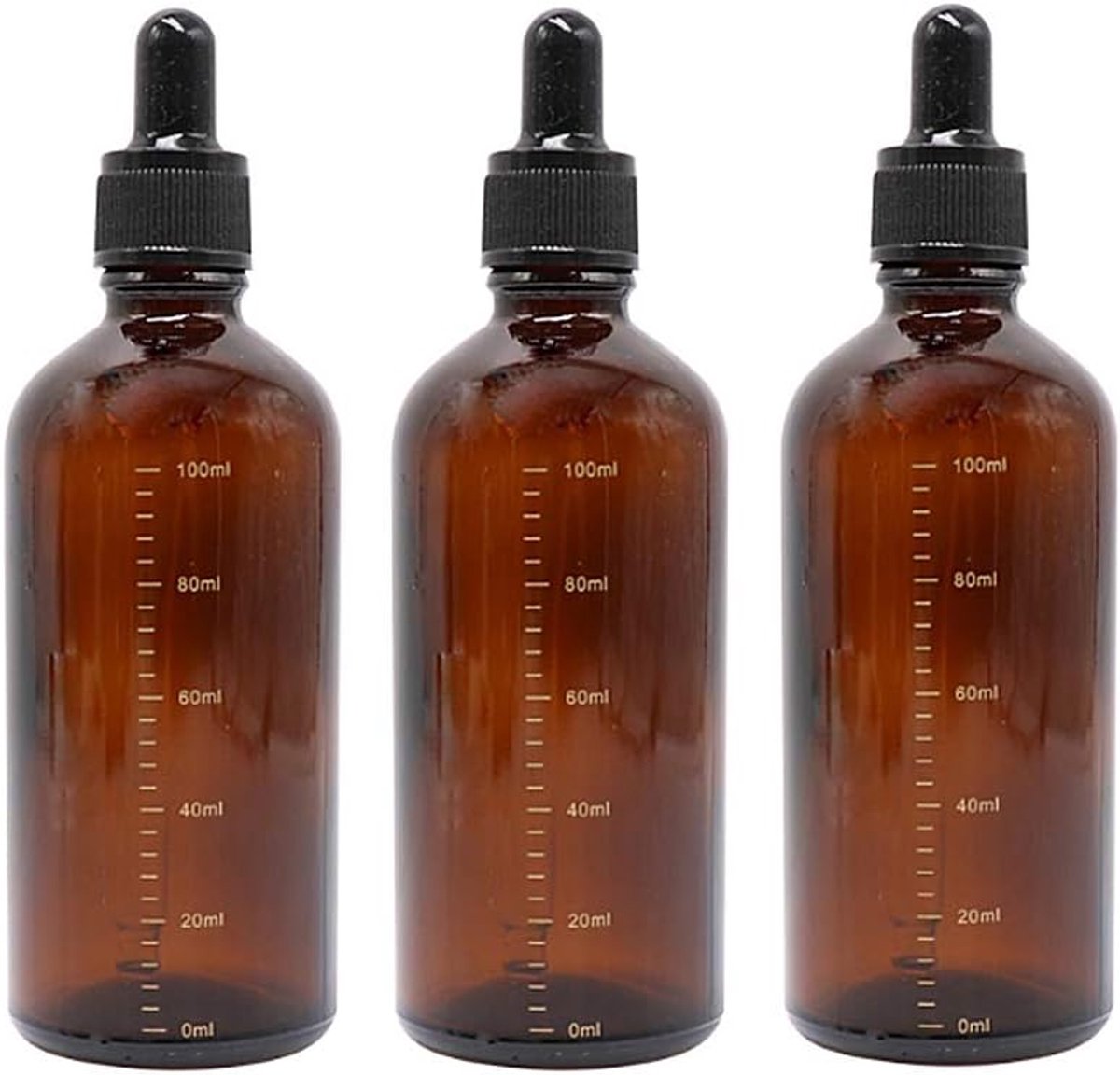 100ml 3.4oz Amber Graduated Scale Glasflessen - Met Glazen Oogdruppelaars - Dispenser voor