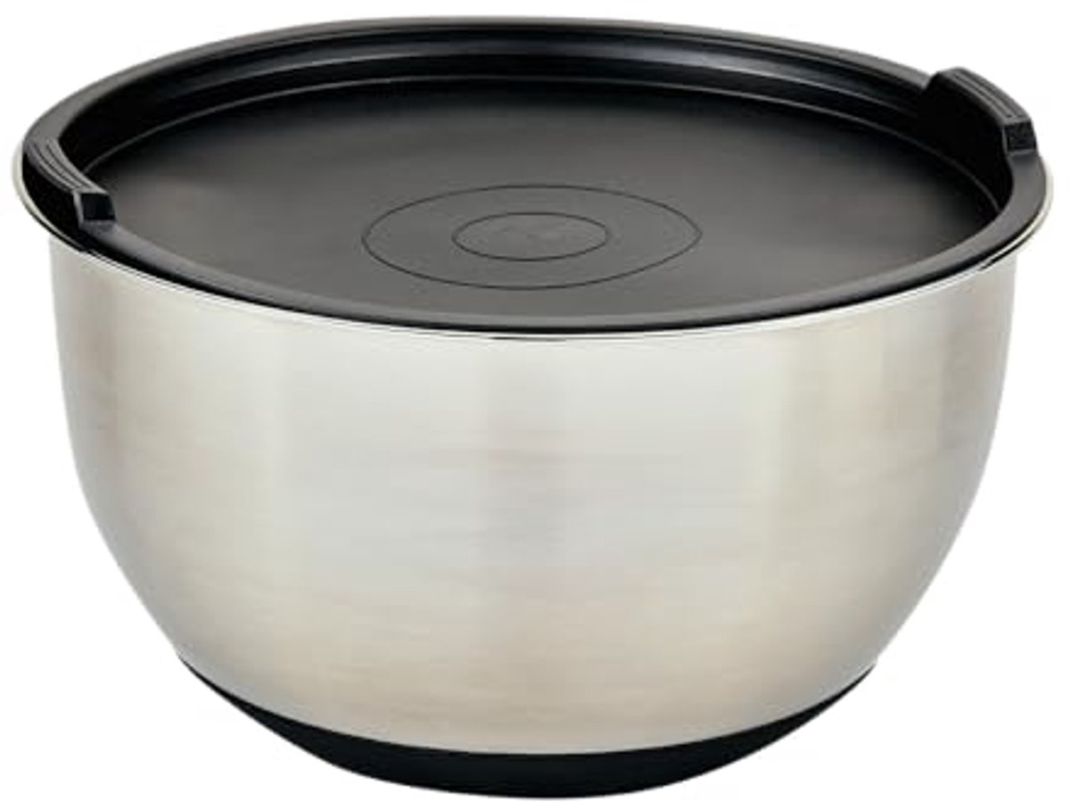 Mengkom met deksel - Roestvrij Staal, Ø 26 cm, Hoogte 15 cm - Ideaal voor Salades en Dips