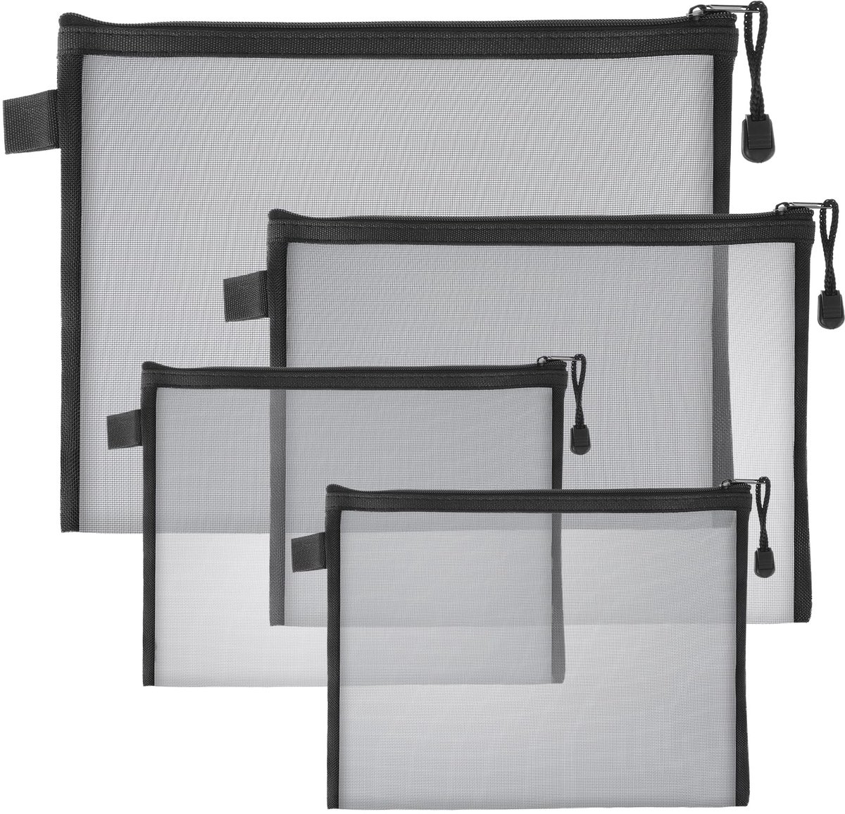 Ibenzoa® Set van vier veelzijdige mesh-opbergtassen met ritssluiting voor reizen en thuisgebruik