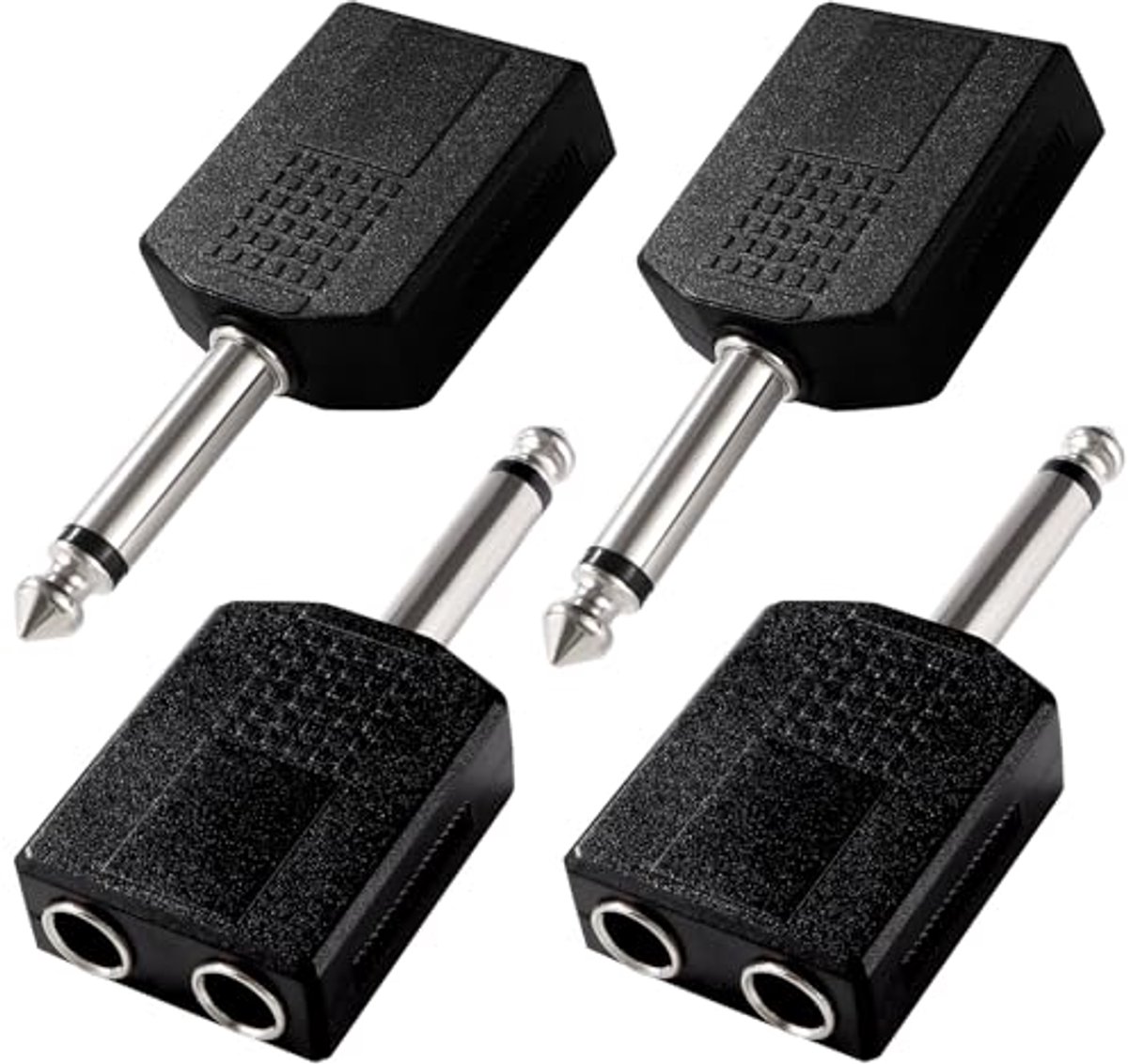 4 Stuks 6.35mm Jack Mono Audio Adapter Splitter - 6.35 mm naar 2x6.35 mm