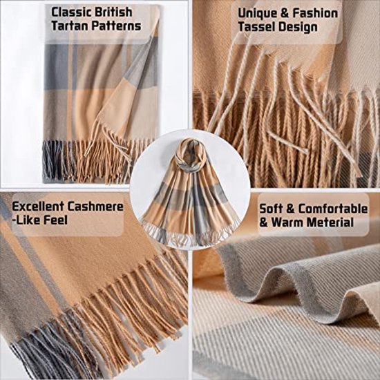 Geruite Sjaal Winter Warm Kasjmier Vrouwen Lange Pashmina Foulard Femme Sjaals Dame Kwastje Sjaal