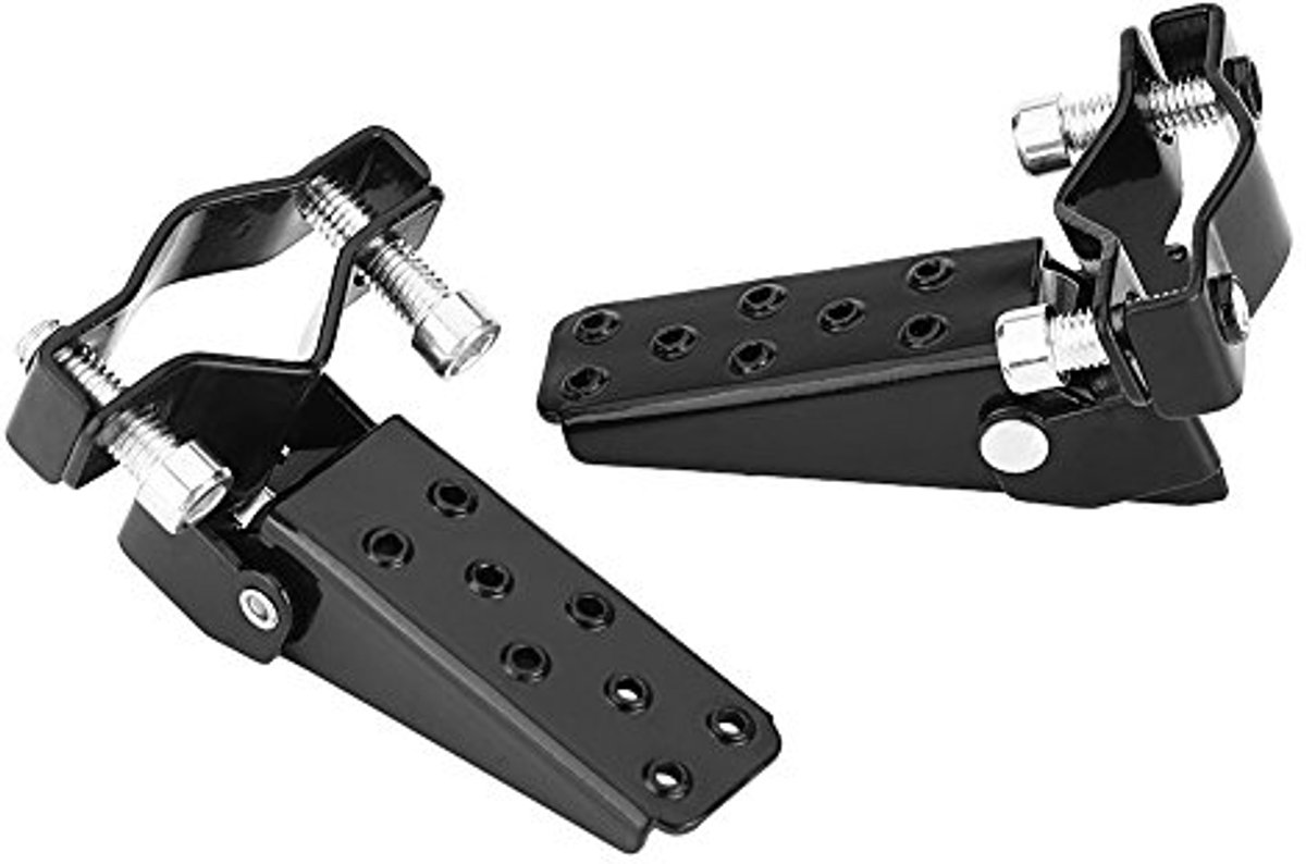 Elegante zwarte metalen motorfiets voetsteunen