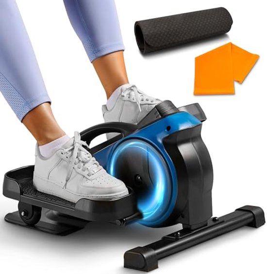 Draagbare Elliptische Fiets Onder Bureau - Mini Pedaaltrainer met Weerstand Band en Yoga Mat voor Zittende Oefening