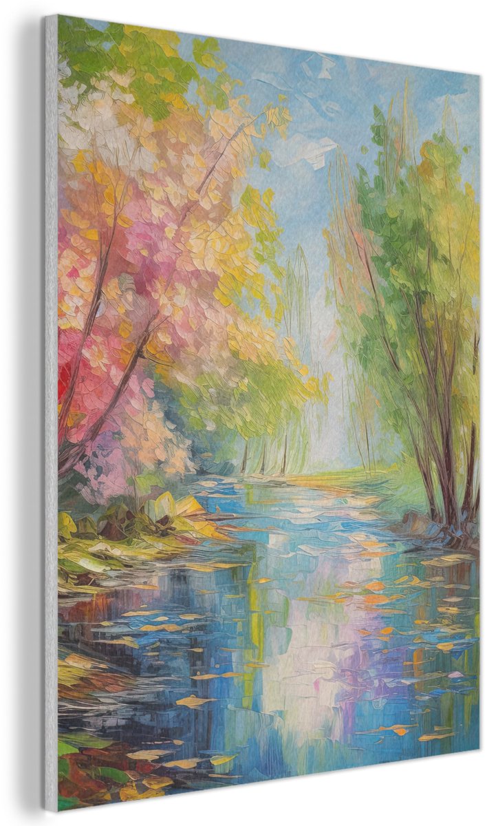 Akoestisch wandpaneel 70x100 cm - Vilt schilderij Olieverf - Landschap - Natuur - Kleurrijk - Akoestische panelen - Geluidsdempende wanddecoratie - Geluidsisolatie woonkamer - Muurdecoratie geluidspanelen