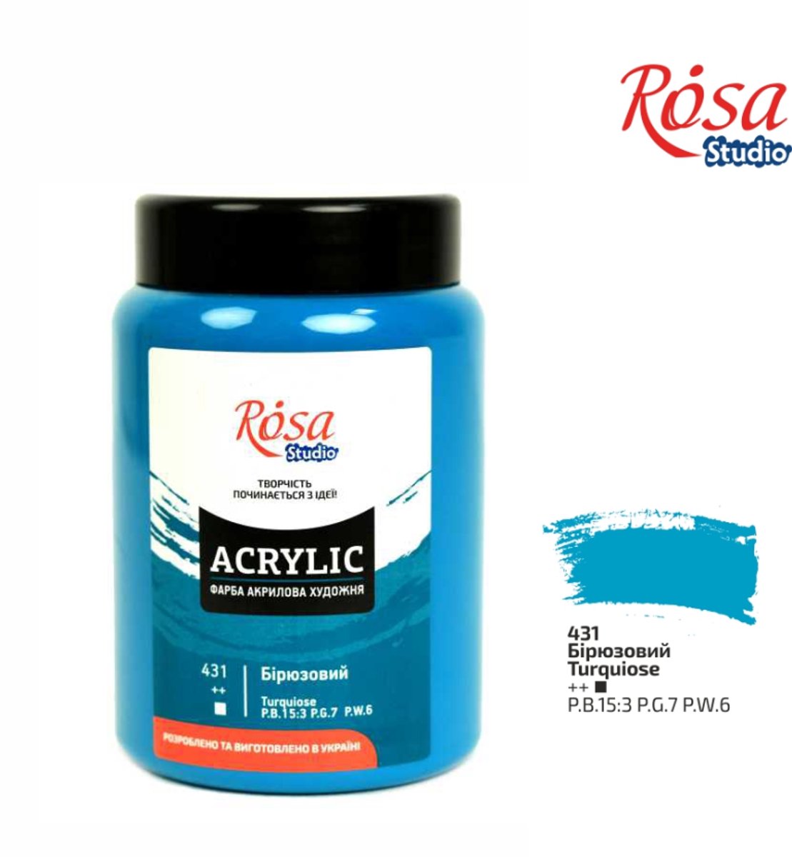 Rosa Studio acrylverf 400 ml turquoise satijnglans schilderen.