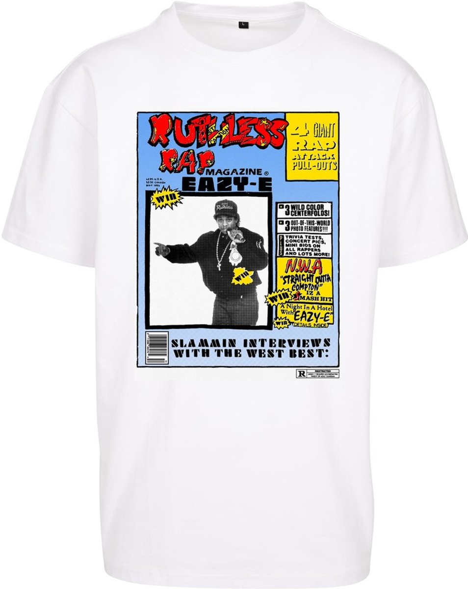 Mister Tee Eazy-E RAP Magazine Oversize Heren T-shirt S Wit