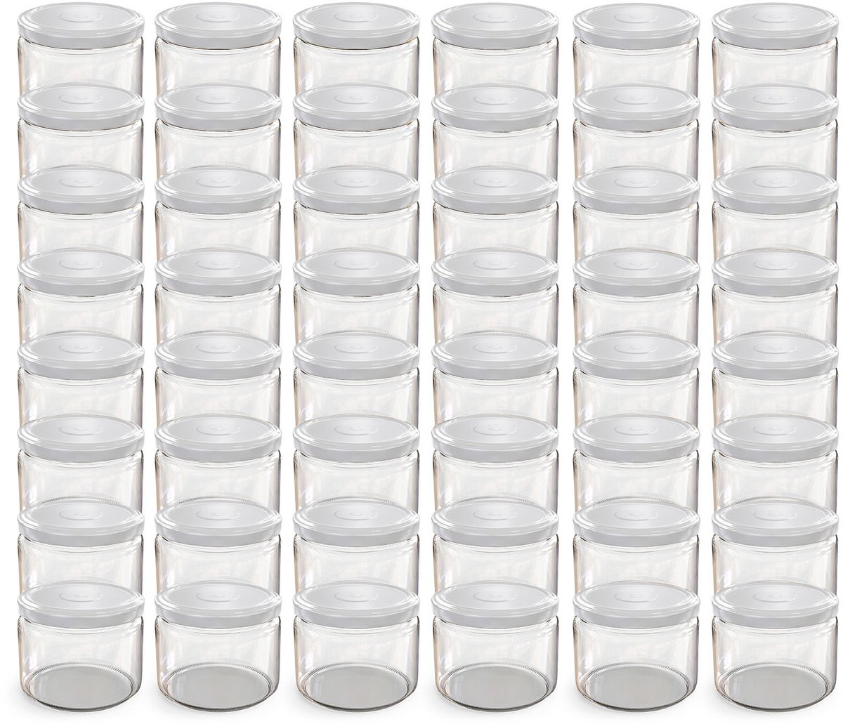 Oputec 48x 282ml inmaakpotten / voorraadpotten TO Ø 82 mm – glazen jampotten – metalen schroefdeksel wit – conservenpotten