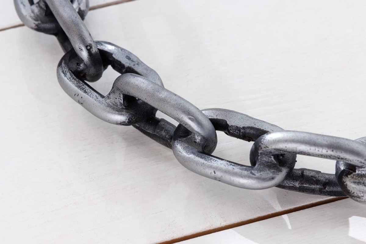 Invicta Interior Design bijzettafel CHAINS 35cm zilver handgemaakt metalen rond glazen blad kettingframe - 42234 Zie omschrijving