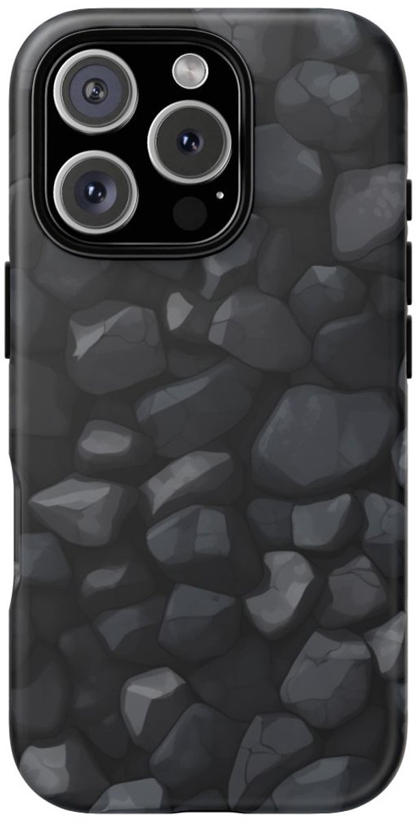 Donkergrijs Steentextuurpatroon – Telefoonhoesje Geschikt voor iPhone 16 Pro