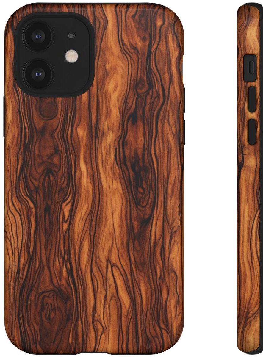 Luxe Burlhoutstructuur – Telefoonhoesje Geschikt voor iPhone 12