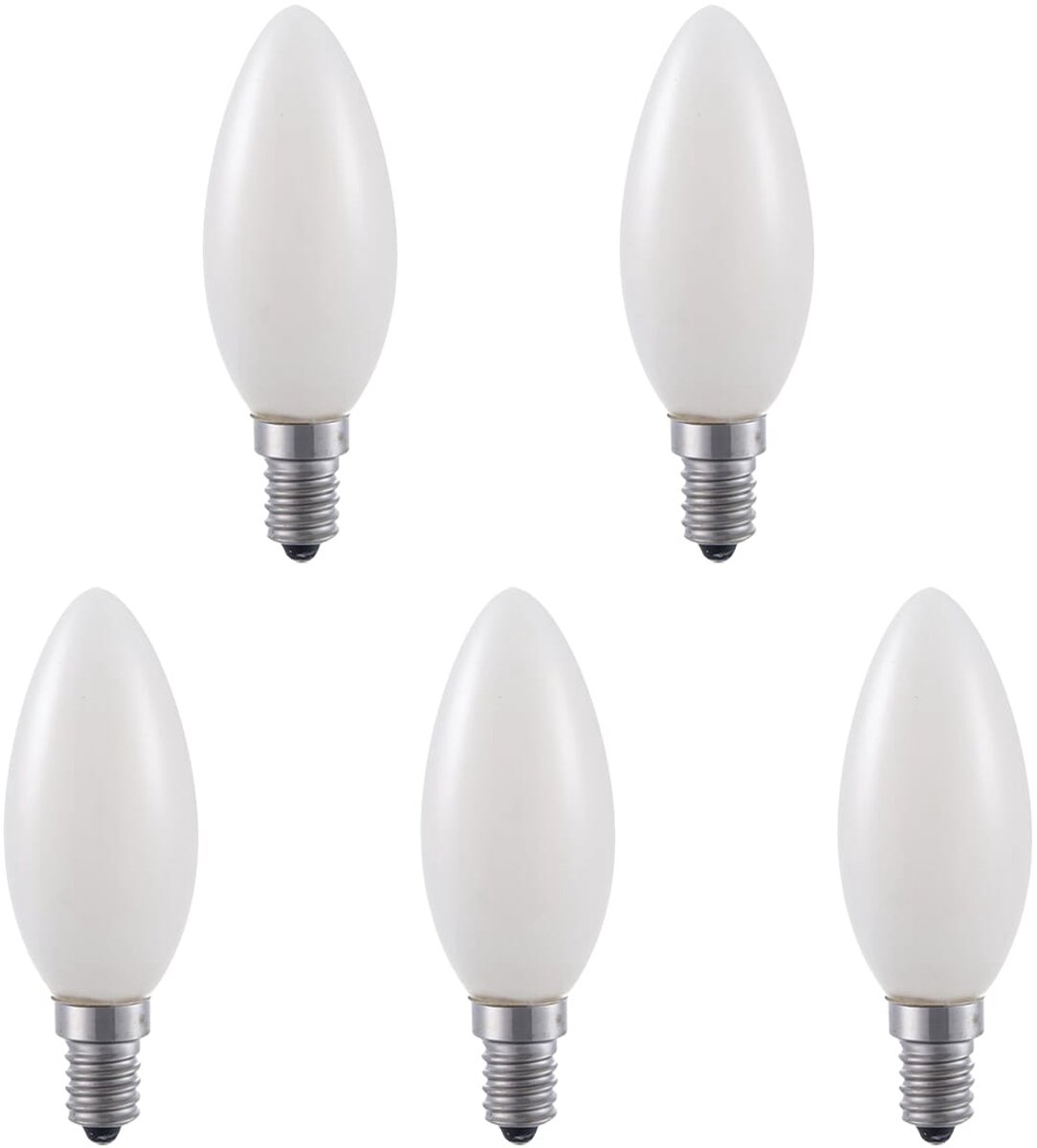 SPL E14 LED Lamp 3W Dimbaar - CRI 90 - Opaal - Extra Warm Wit - 2500K - LED Filament Kaars C35 - Vervangt 25W - 5 Stuks