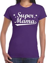 Super mama cadeau t-shirt paars dames L