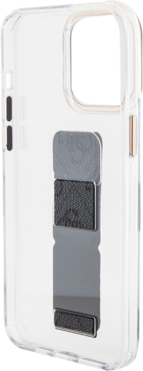 Guess Back Cover - Apple iPhone 15 Pro - Zwart - Gripstand - Transparant TPU Hoesje