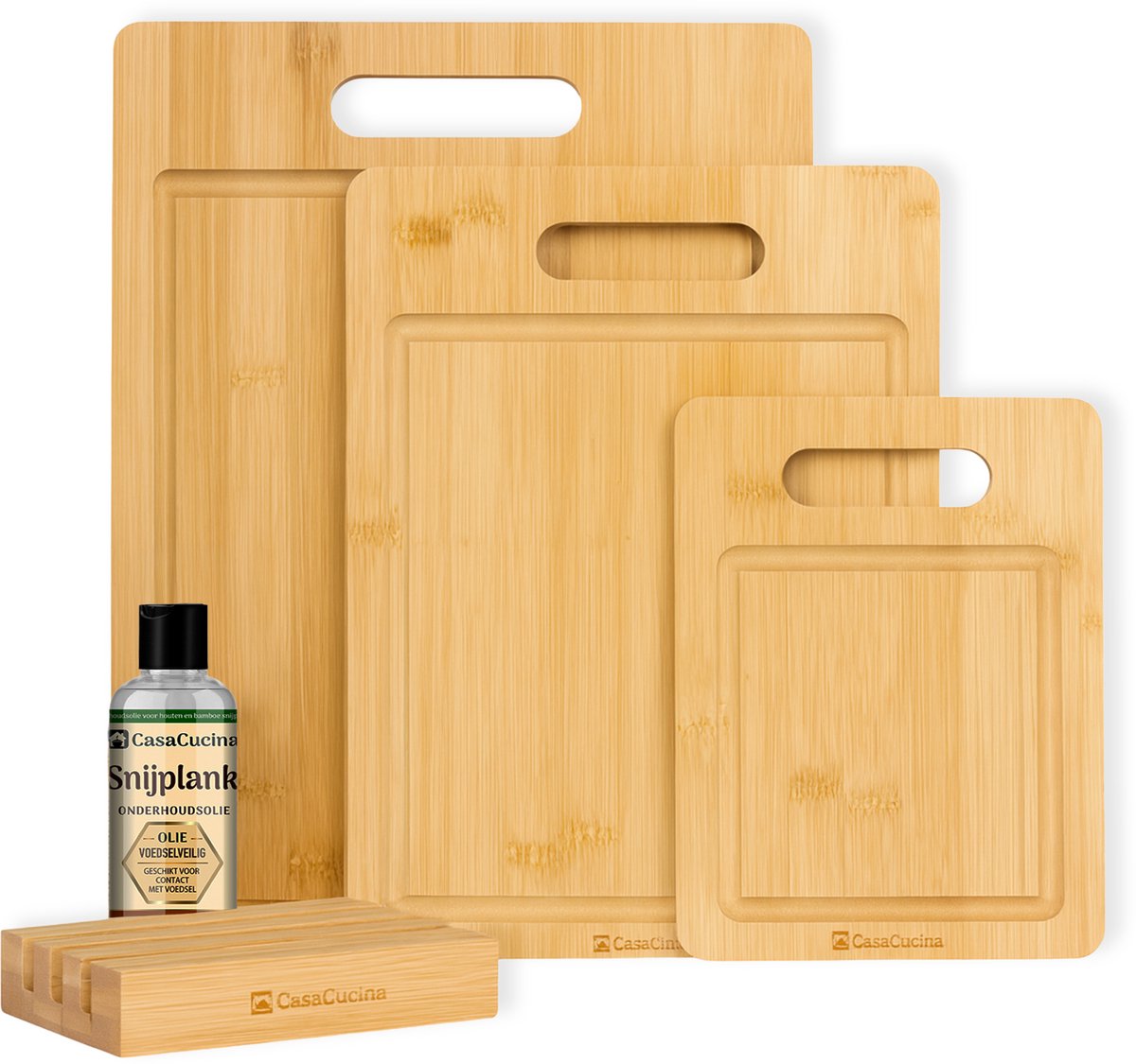 CasaCucina Snijplank Bamboe - Met Houder – 33x24cm - Serveerplank - Met Onderhoudsolie – Hout
