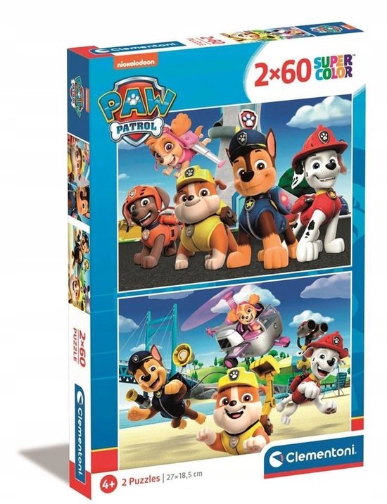 Clementoni Paw Patrol Super Color Puzzels - 2x60 Stukjes | bol