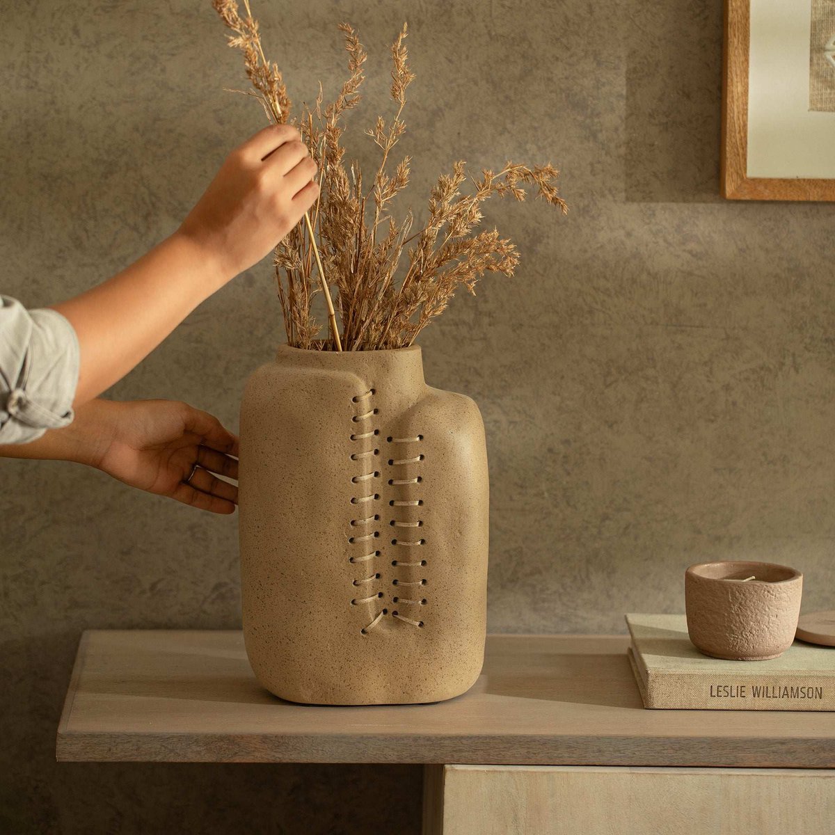 Niraan Handcrafted Ecomix Cane Vase - Sustainable Boho Modern Home Decor - Eco-Friendly Floral Accent Piece