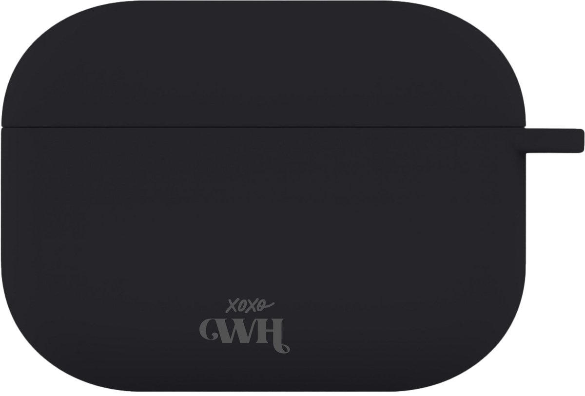 xoxo Wildhearts siliconen hoesje geschikt voor AirPods Pro (2) - Silicone Case (Zwart) - Beschermhoes met clip - Optimale bescherming - Zwart