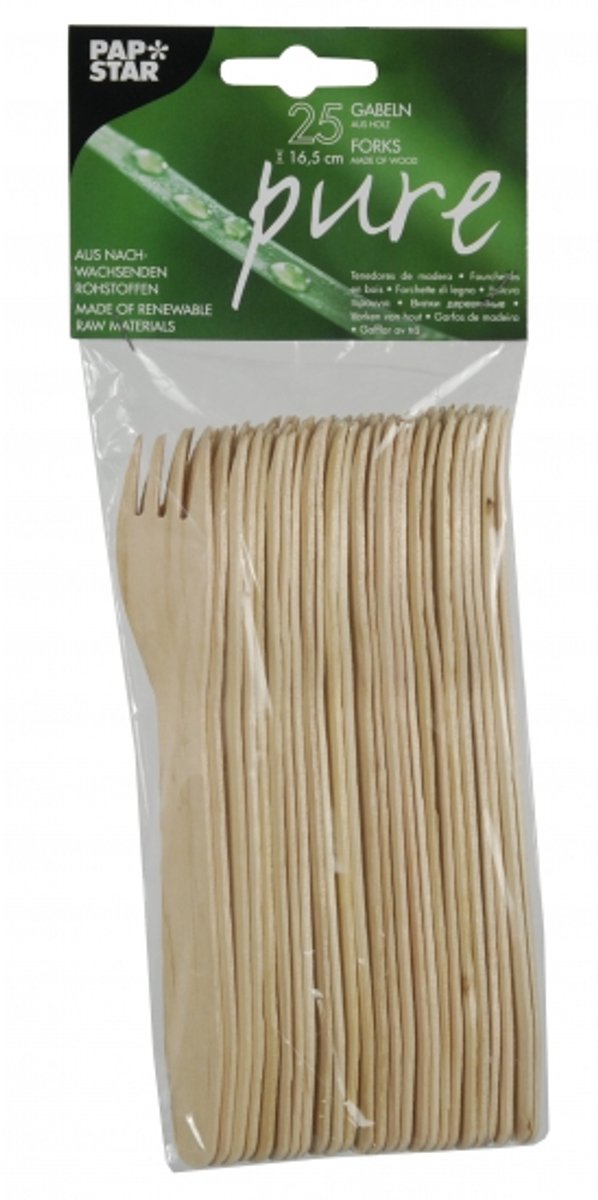 Papstar wegwerp bestek - hout - 300 delig - wegwerp - lepels - messen - vorken - 16 cm