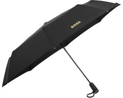 HUGO BOSS Paraplu Double B Pocket Umbrella Black & Gold Zwart
