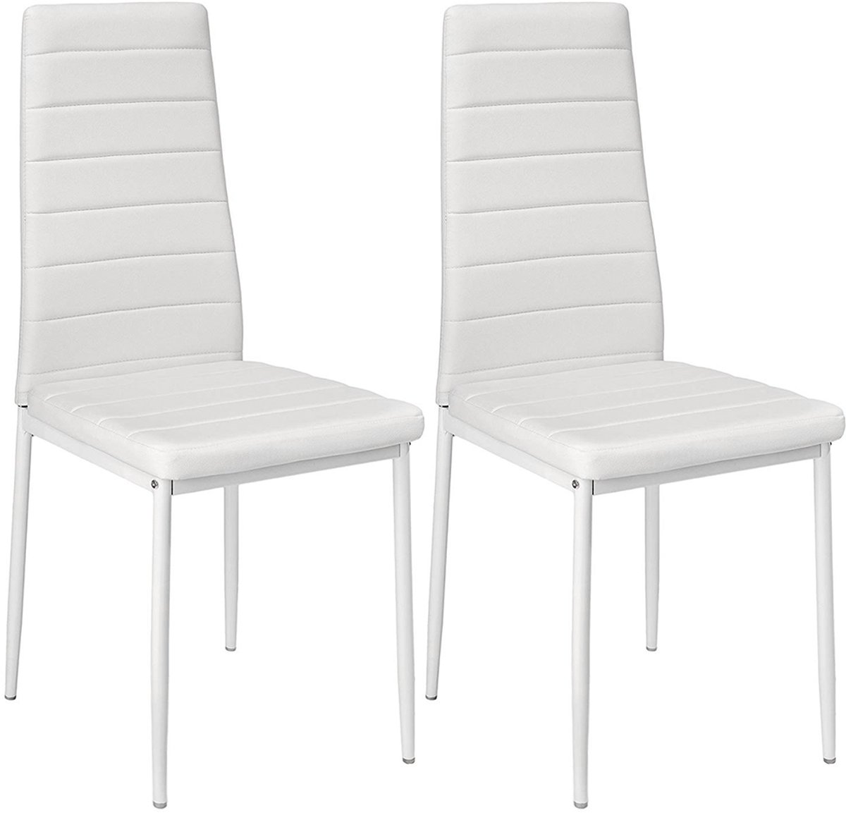 PIPIPOXER-Eetkamerstoelen - Set Van 2 - Eettafelstoel - Keukenstoel -Stoel-PU Leer - Metalen Poten -Wit