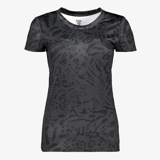 T-shirt de sport femme Osaga imprimé panthère noir - Taille XXL