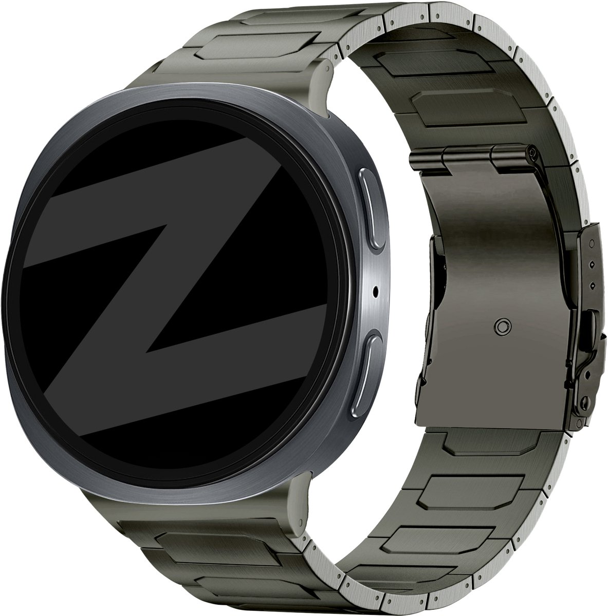 Bandz Titanium Band 'Deluxe' - hoogwaardige titanium horlogeband - geschikt voor Samsung Galaxy Watch 8 - 40mm / Galaxy Watch 8 - 44mm / Galaxy Watch 8 Classic (grafiet)