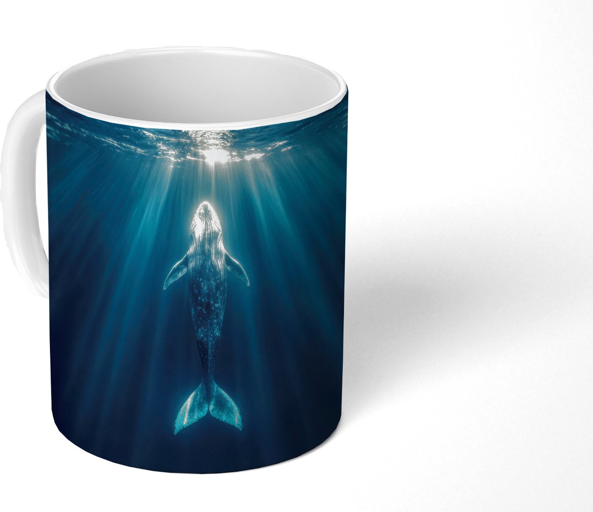 Mok - Koffiemok - Walvis - Water - Zonnestralen - Blauw - Mokken - 350 ML - Beker - Koffiemokken - Theemok