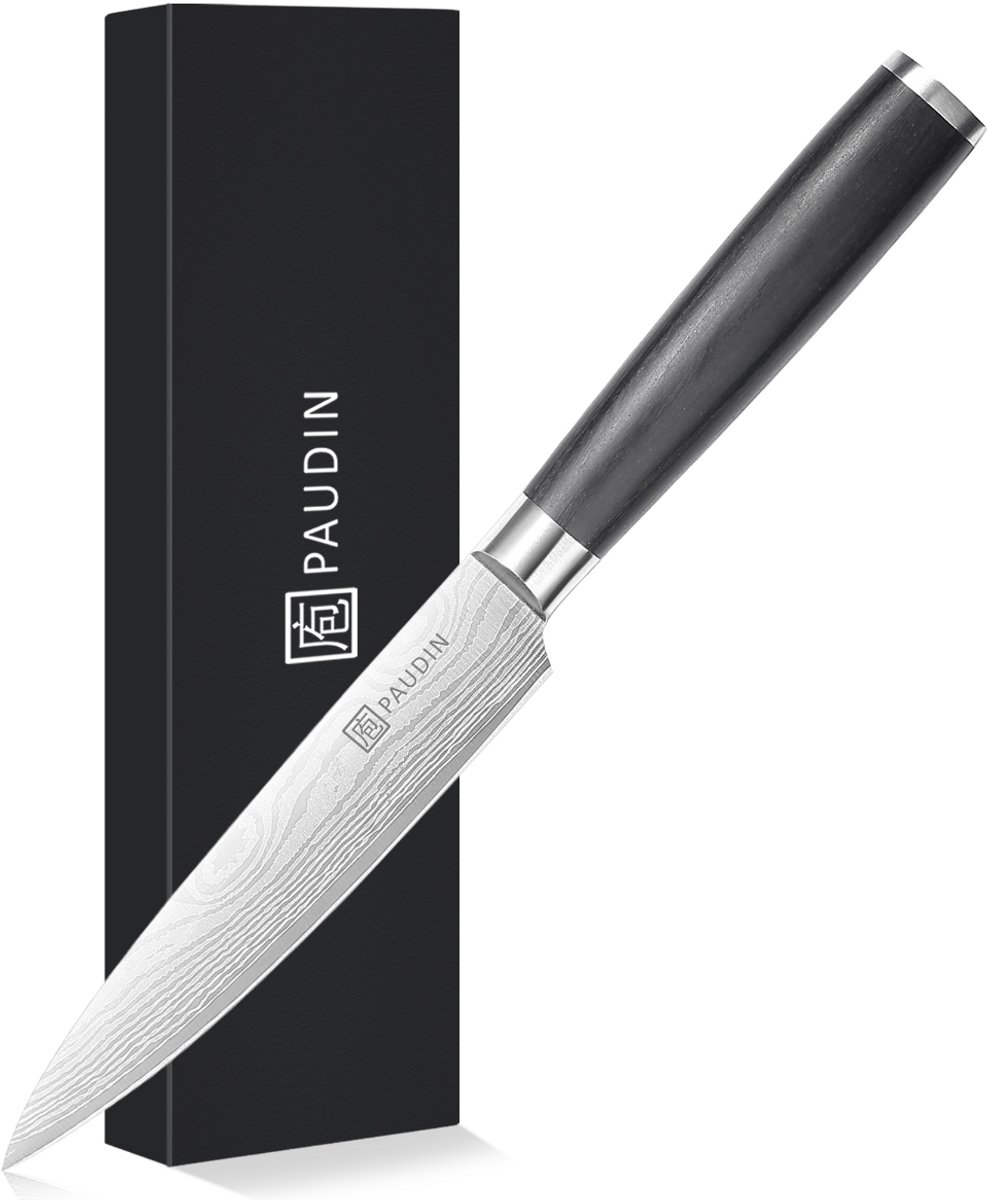 PAUDIN KW5 Officemes 12,5 cm - Japans mes - Koksmes - Keukenmes - Damascus Patroon