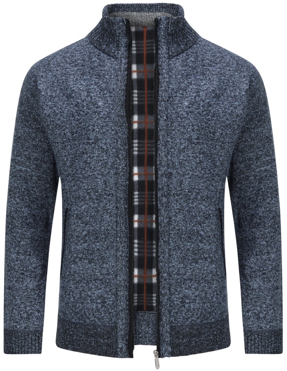 ALLTHEMEN Heren Opstaande Kraag Cardigan - Rits Warme Effen Trui - L
