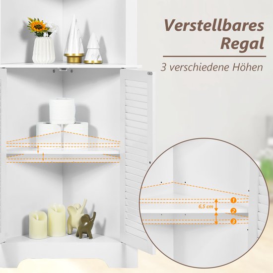 SanBouSi Badkamerkast, waterdicht, smal, vrijstaand badkamerrek, organizer, eenheid, opbergkast, badkamermeubel, wit, voor badkamer en woonkamer