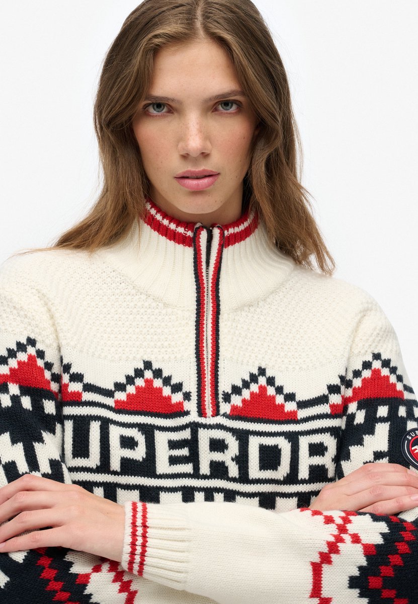 Superdry Intarsia trui met halve rits Dames Sweaters Multicolor