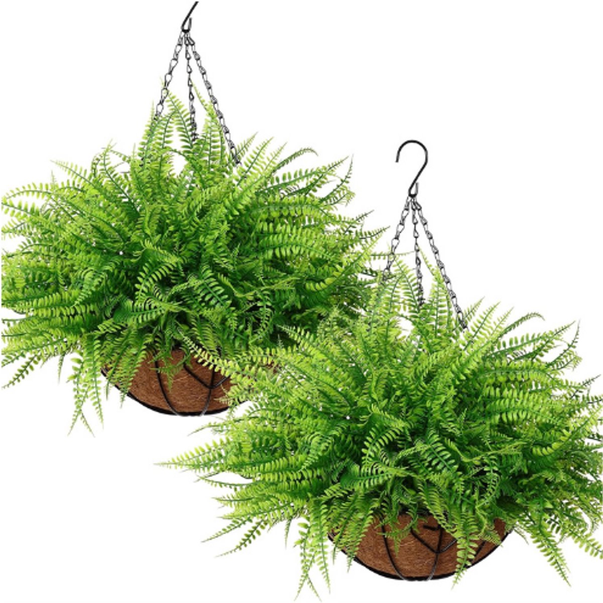 BOG Hangende Kunstplant Met Mand - Set Van 2 Hangplanten - Kunstplanten Voor Balkon Tuin En Interieur - Weerbestendige Nepplanten Voor Binnen En Buiten Decoratie GROEN