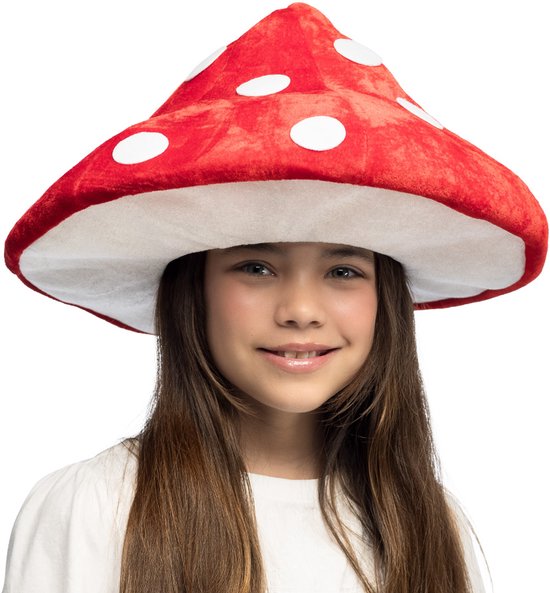 Boland - Hoed Paddenstoel Rood - 55-60 - Kinderen en volwassenen - Unisex - Fantasy - Sprookjes - Elfje - Kabouter - Cosplay - Carnaval - Kinderfeestje - Themafeest