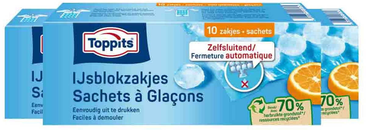 Toppits IJsblokzakjes - 3 x 10 stuks - Voordeelverpakking