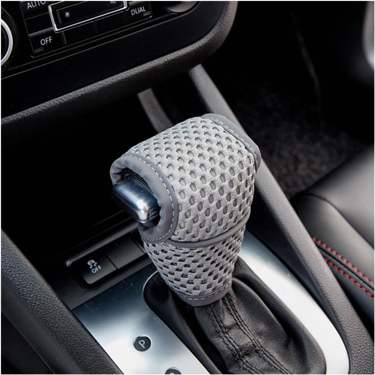 Auto pookknophoes, ademende auto pookknop beschermhoes, antislip en krasbestendige automatische versnellingspookhoes, universele auto-accessoires (grijs, normaal)