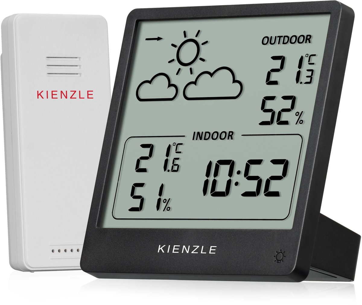 Kienzle Weerstation - Slim Weerstation - Thermo-, Hygrometer - Vierkant - Zwart