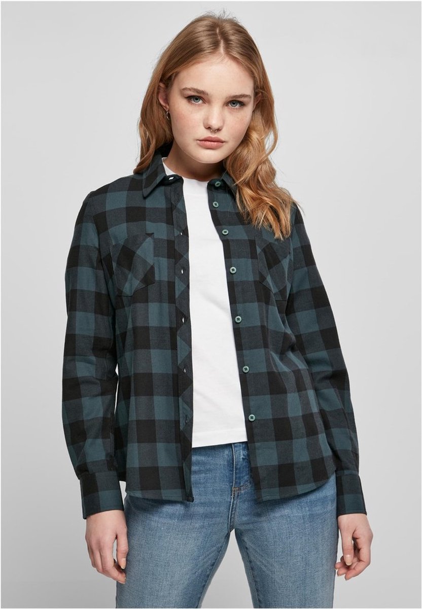 Urban Classics Turnup Checked Flanell Blouse L Blauw