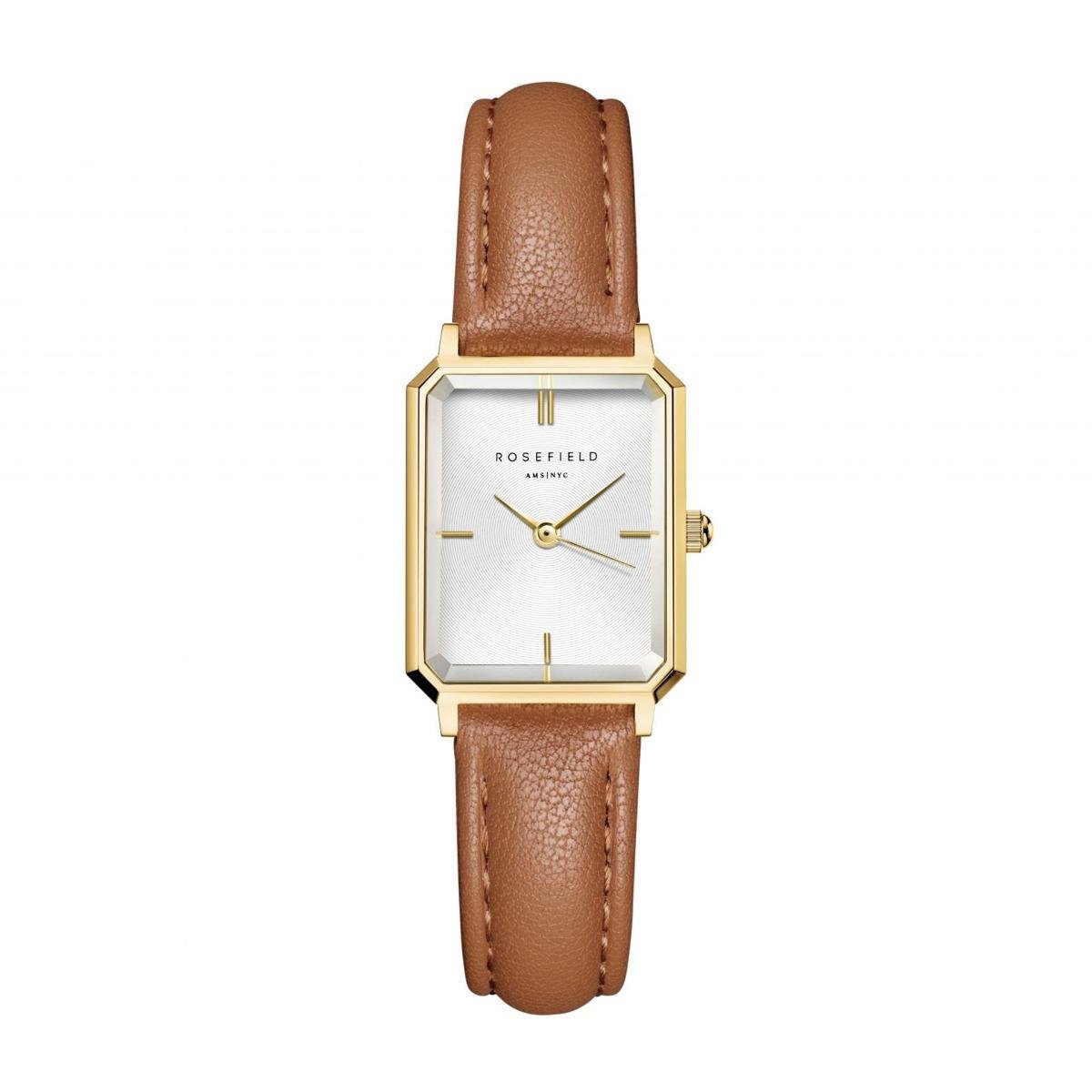 Rosefield horloge OWBLG-O85 Octagon XS White Light Brown Leather Gold