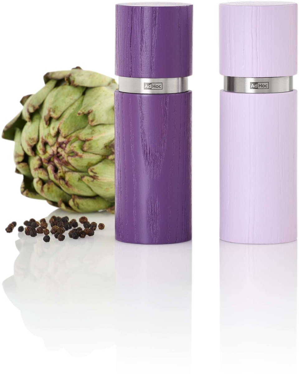 Adhoc - Textura Peper- en Zoutmolen Set - Essenhout - Paars